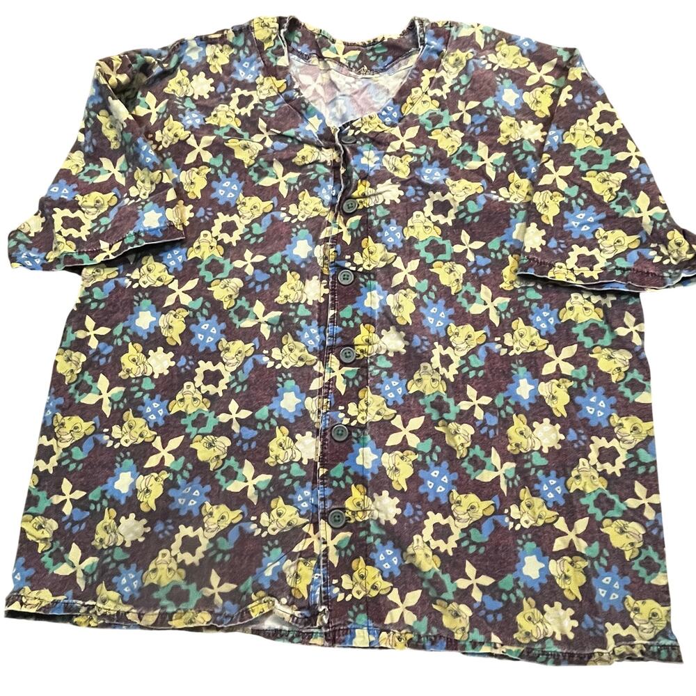 Vintage Handmade Disney Lion King Simba All Over Print Button Shirt Men’s 2XL‎